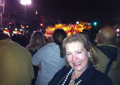 Mardi Gras night parade with Virginia