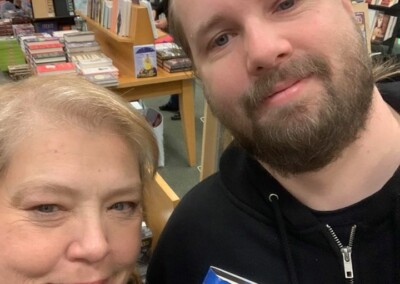 Justin & Virginia at bookstore (2020)